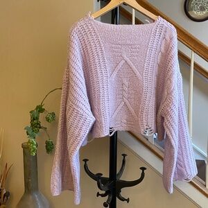 Cloud Ten Womens Long Bell Sleeve Distressed Sweater Size Large